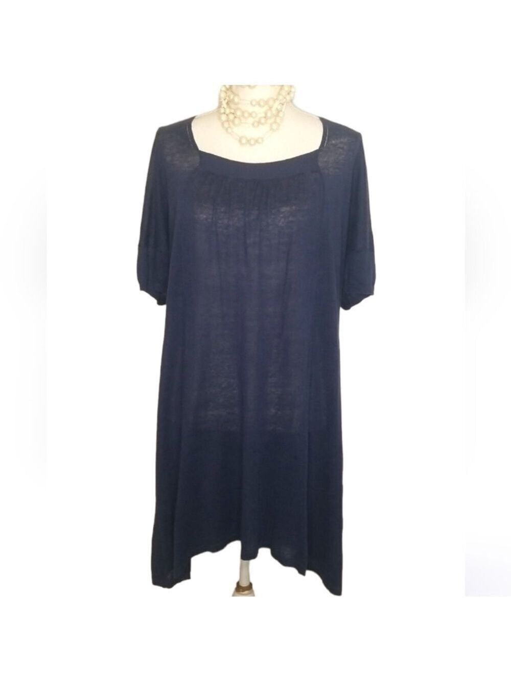 Sandro Paris Navy Blue Knit Short Sleeve Dress - Size 2 (US Medium) Minimalist